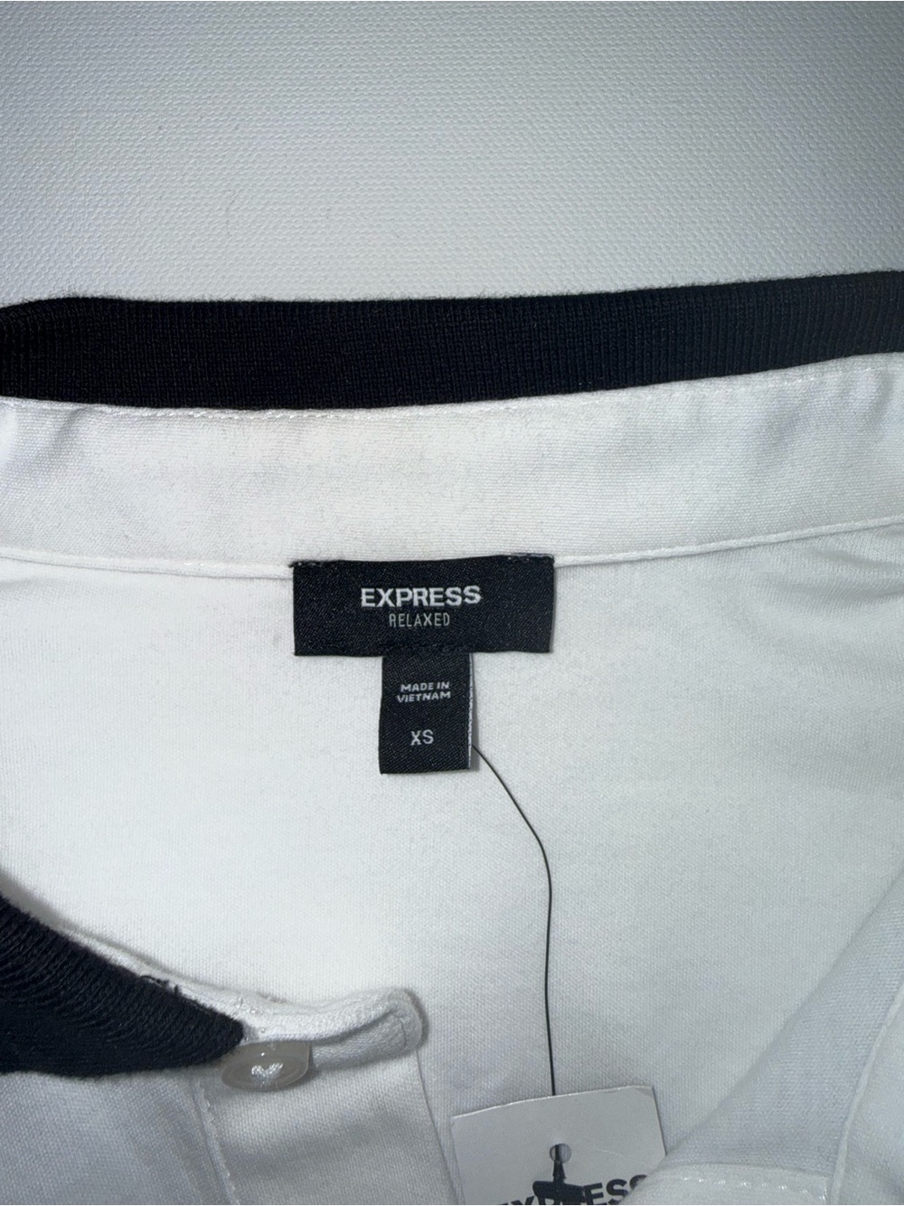 Express Men's White Black Contrast Polo Shirt Size XS - Picture 3 of 7